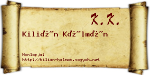 Kilián Kálmán névjegykártya