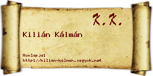 Kilián Kálmán névjegykártya